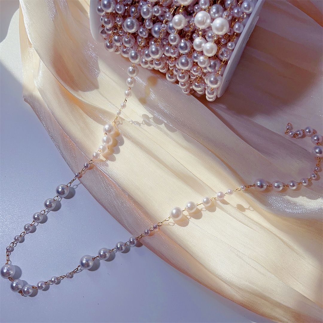 3-8mm Pearl Copper Chain, Anci - Beaded Trim Fringe ulasan dan harga