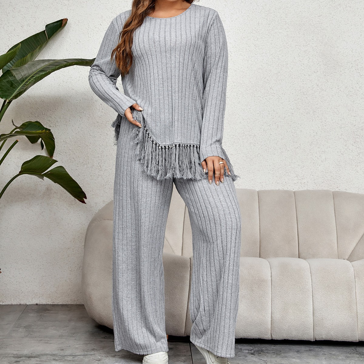 Women's 2-piece Set Casual Pan - Tassel Fringe Trim ulasan dan harga