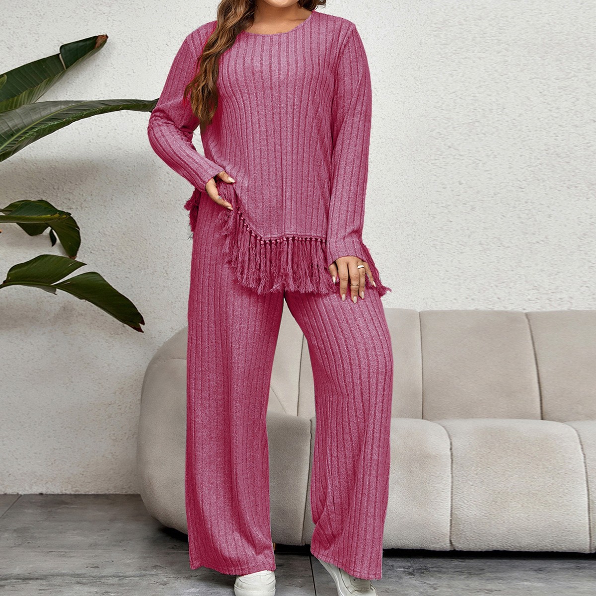 Women's 2-piece Set Casual Pan - Tassel Fringe Trim ulasan dan harga