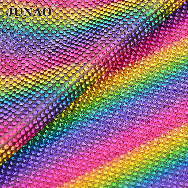 JUNAO 24x40cm Light Peach Self - Hotfix Rhinestone Sheet ulasan dan harga