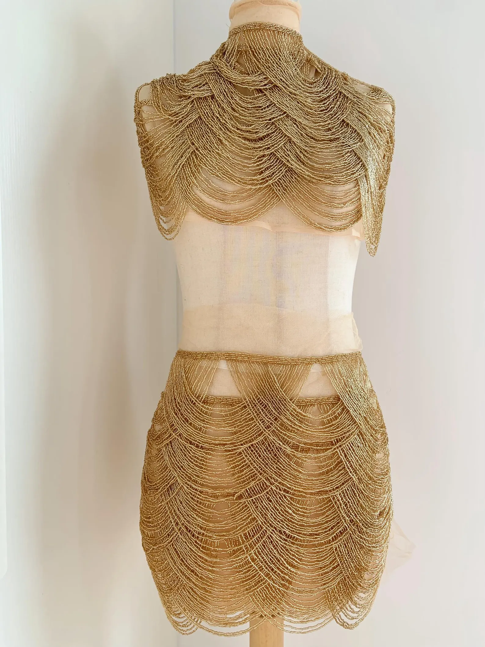 Silver Chains Cape Fabric, Bea - Beaded Trim Fringe ulasan dan harga