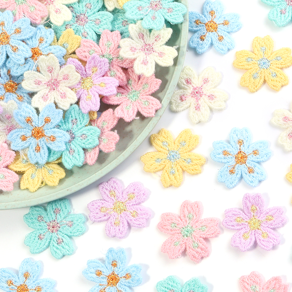 20pcs/lot Colorful 2.4cm Embro - Applique Patch Flower ulasan dan harga