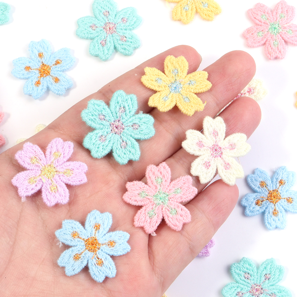 20pcs/lot Colorful 2.4cm Embro - Applique Patch Flower ulasan dan harga