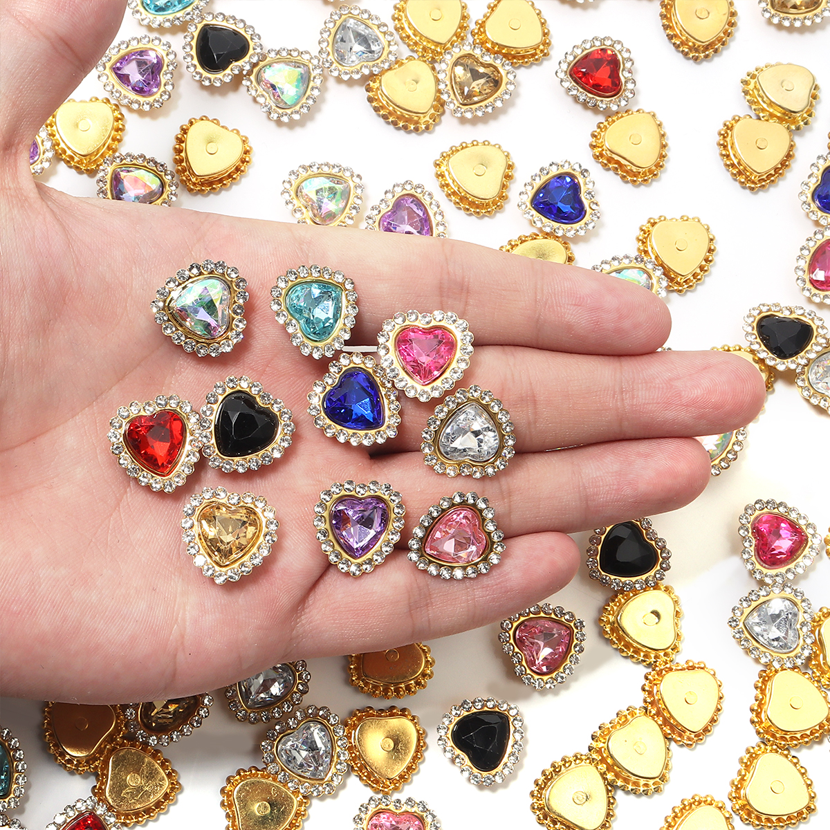 20Pcs Love Heart Acrylic Rhine - Sew On Rhinestone ulasan dan harga